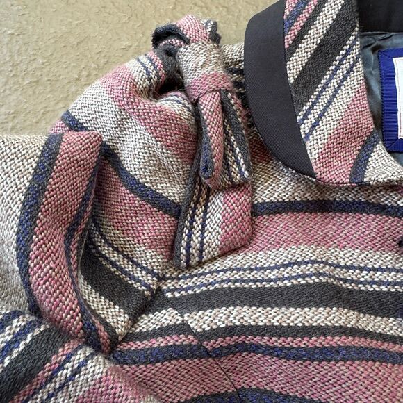 Anthropologie Elevenses Pattern Makers Coat Sz 6 Stripe Colorblock Bow Shoulder - Picture 12 of 12